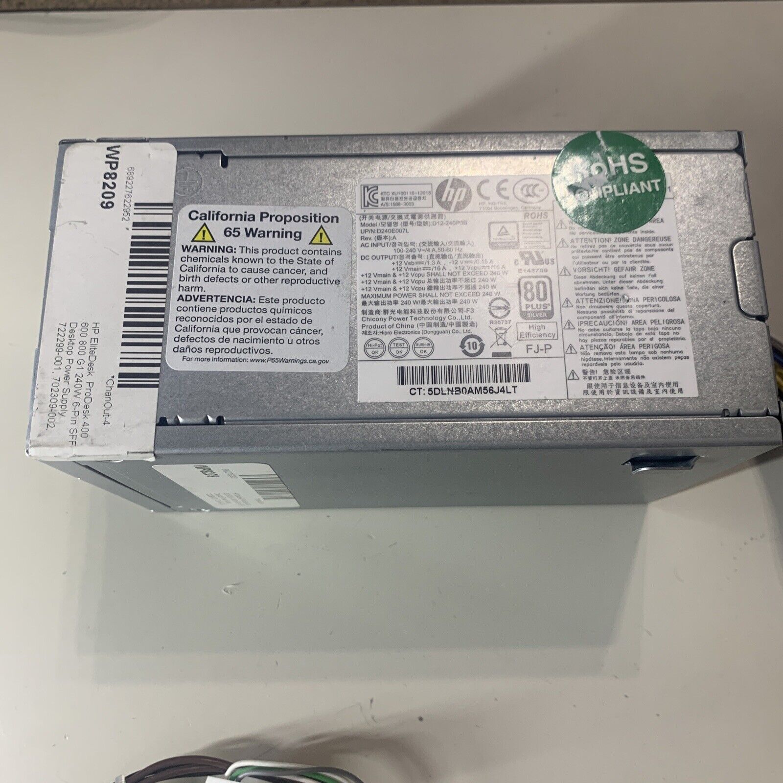 HP D12-240P3B 240W Power Supply For HP ProDesk 400 600 G1 EliteDesk 600 705 800