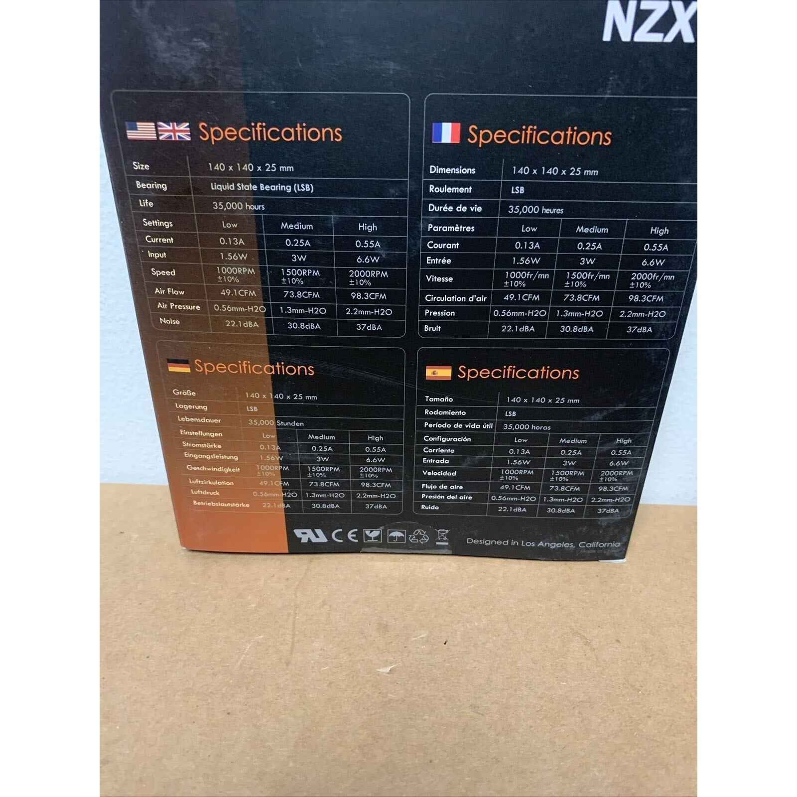 NZXT FX-140LB 140mm Enthusiast PC Computer Case Fan - 49.1-98.3cfm - Black/White