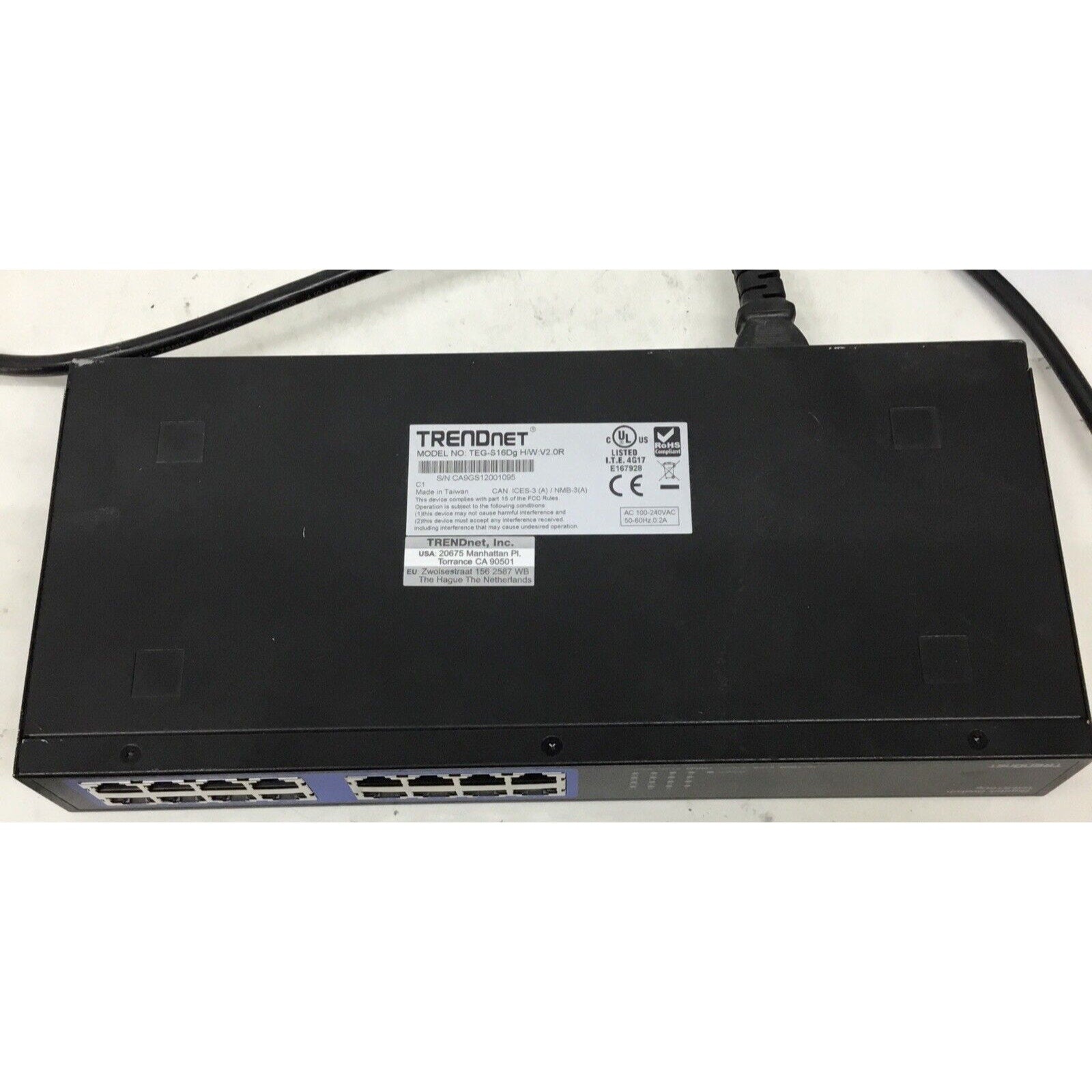 TRENDnet TEG-S16Dg 16-Ports External Switch W/ Power Cord