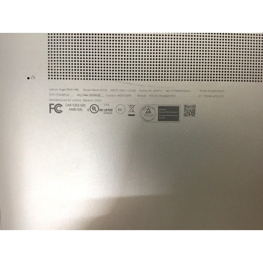 FOR PARTS Lenovo Yoga 14" Laptop C94014IIL81Q9 Intel i7-1065G7 12GB 512GB SSD