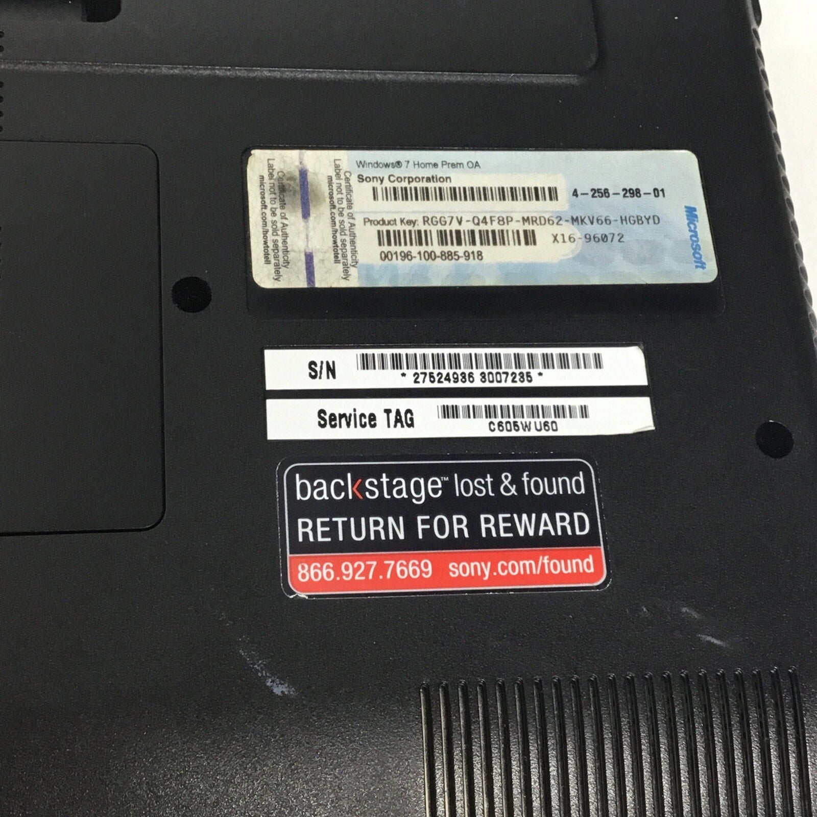 SONY VAIO MODEL PCG-61317L FOR PARTS