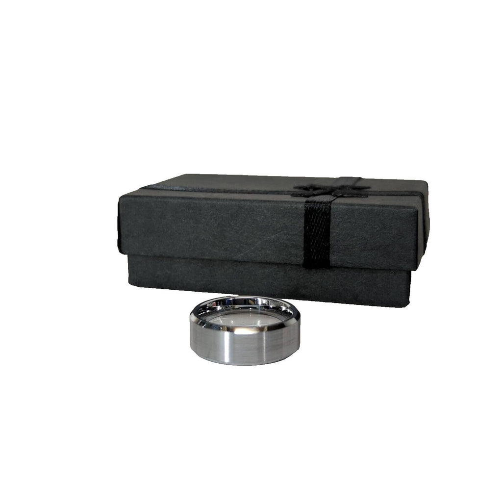 1/5 CT Size 8 Tungsten Carbide Brush Center Step Edge Wedding Band Ring