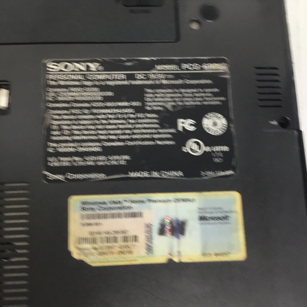 SONY VAIO PCG-6R3L Centrino Duo / No Adapter/ No HDD / Bad Batt / Doesn't power