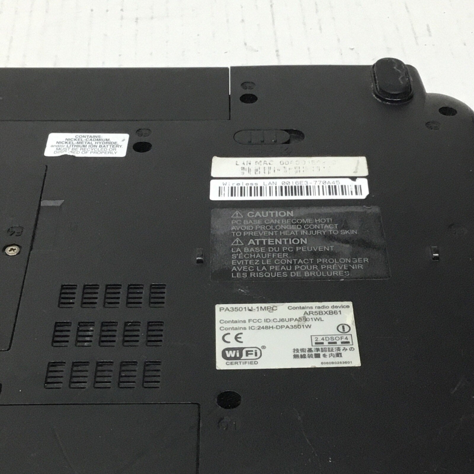 TOSHIBA SATELLITE M115-S1064 - 15.6" Laptop - Sold for parts