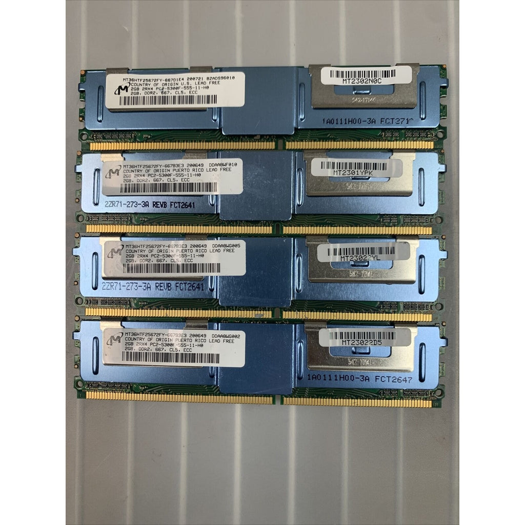 LOT Of 4 x Micron MT36HTF25672FY 2GB 2Rx4 PC2-5300F ECC Server Memory