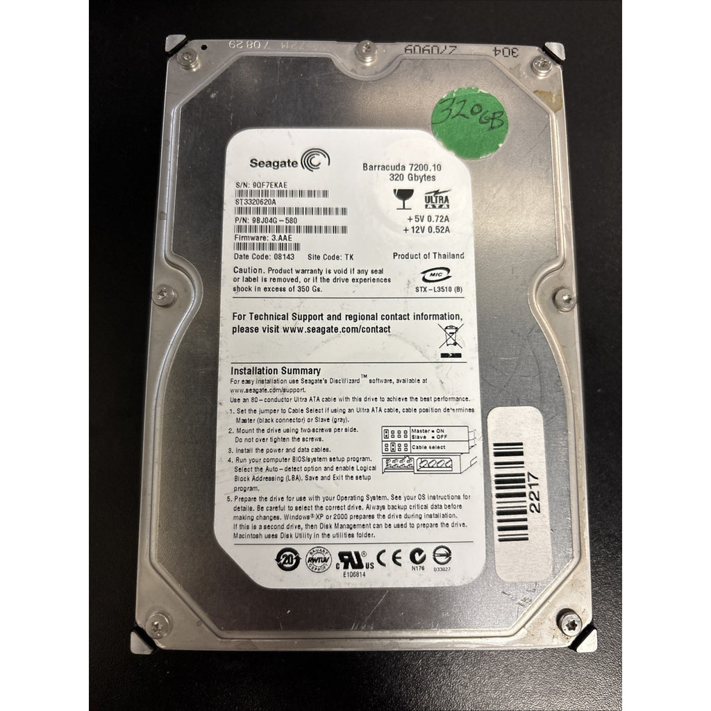 Seagate Barracuda 320GB 7200RPM IDE 3.5" (ST3320620A) HDD Hard Drive for PC