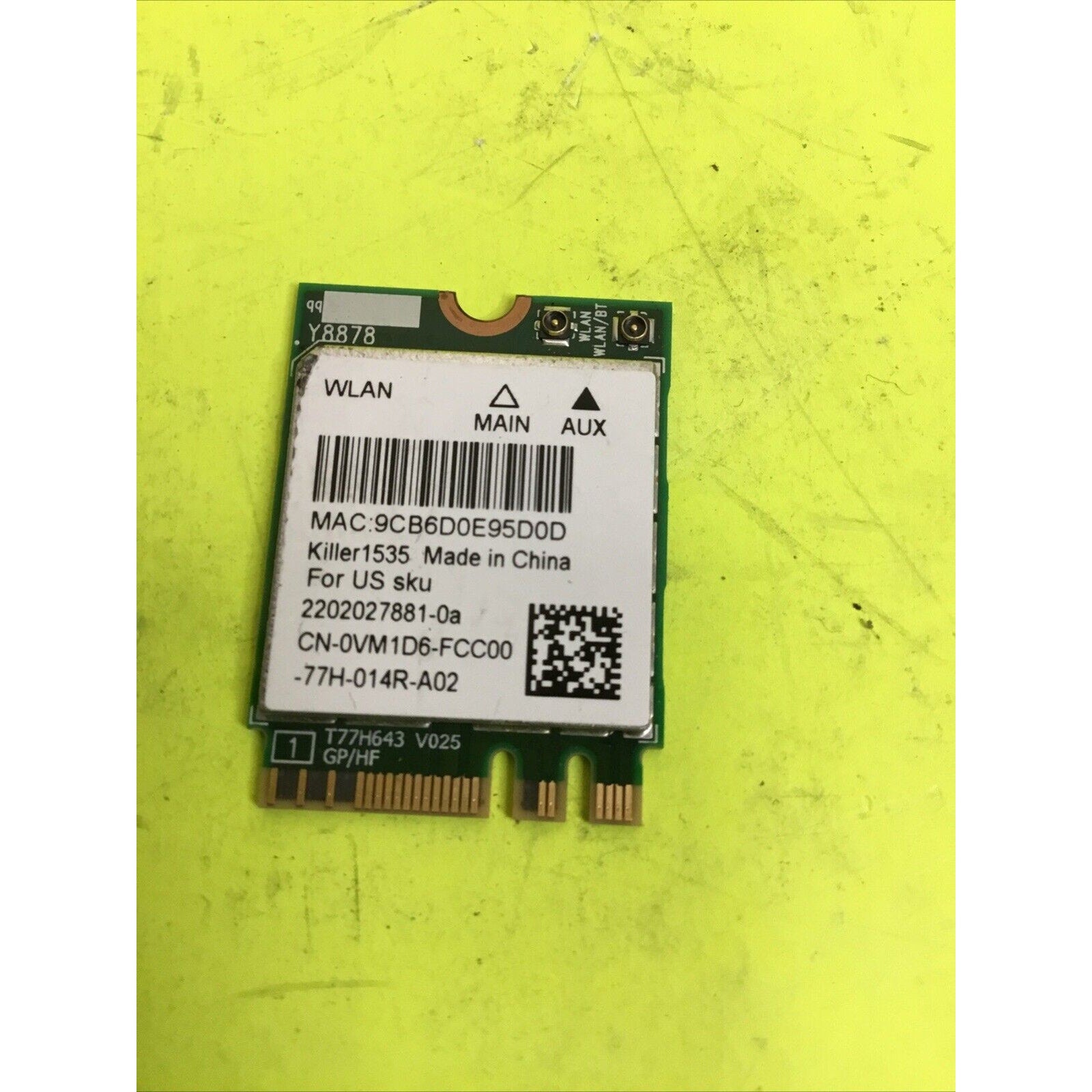 Dell Killer Wireless-AC N1535 WiFi Card Bluetooth 4.0