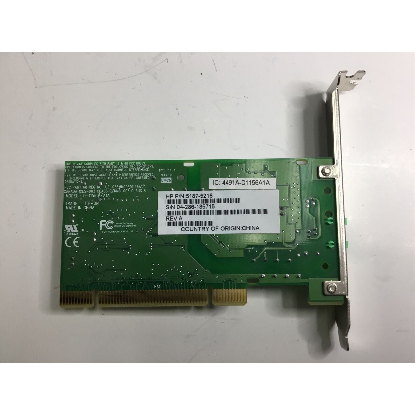 Agere Systems KB5817 D-1156#/A1A Modem Card 5187-5216