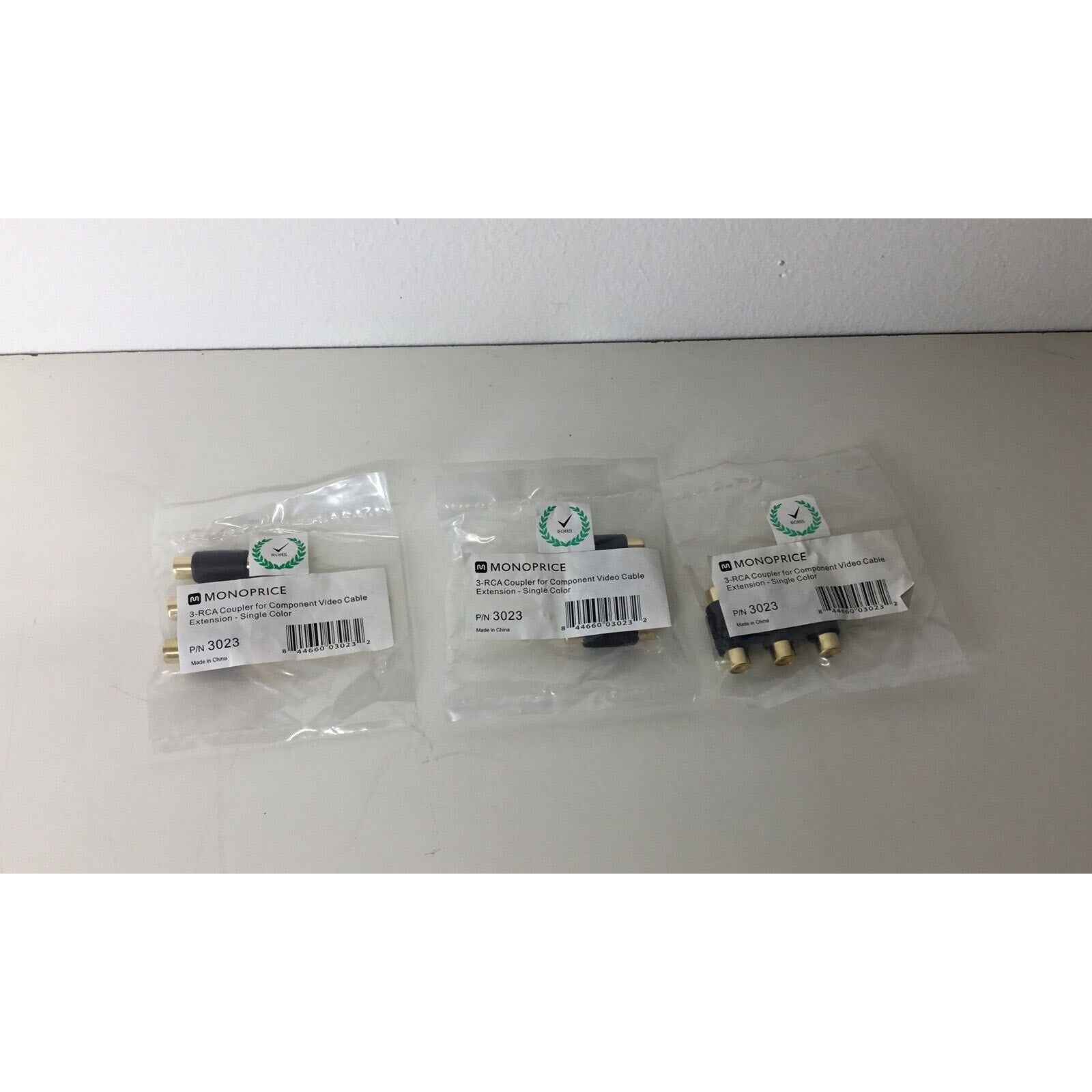 Lot of 3 - Monoprice 3 RCA Coupler for Component Video Cable Extension