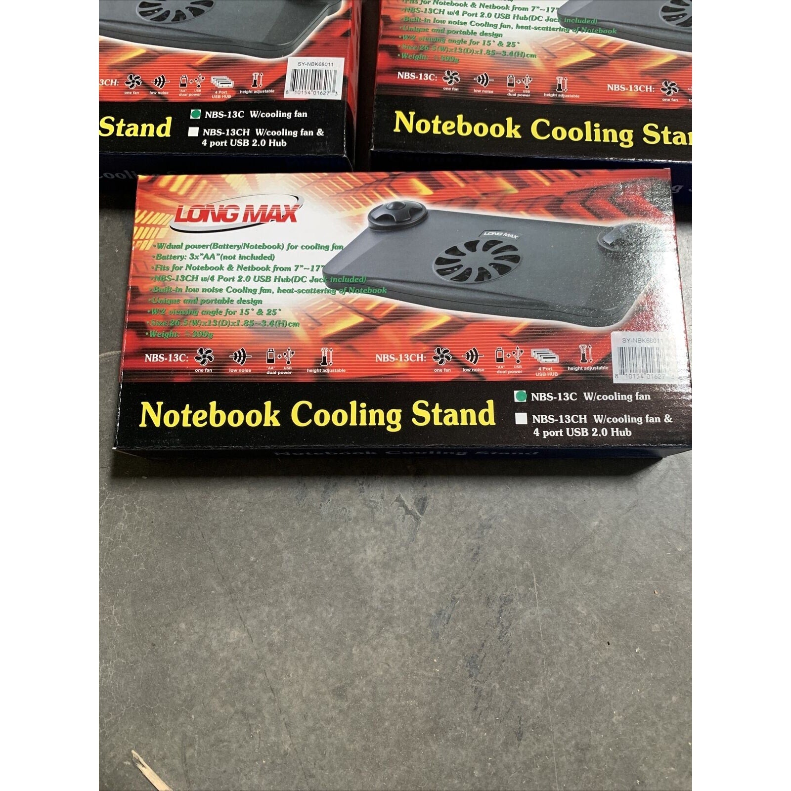 3-pack of Long Max USB or Battery Powered Laptop Cooling Pad (Black)