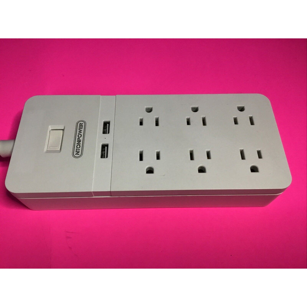 3 Prong Power Strip with 5ft Cord 6 Outlets 2 USB