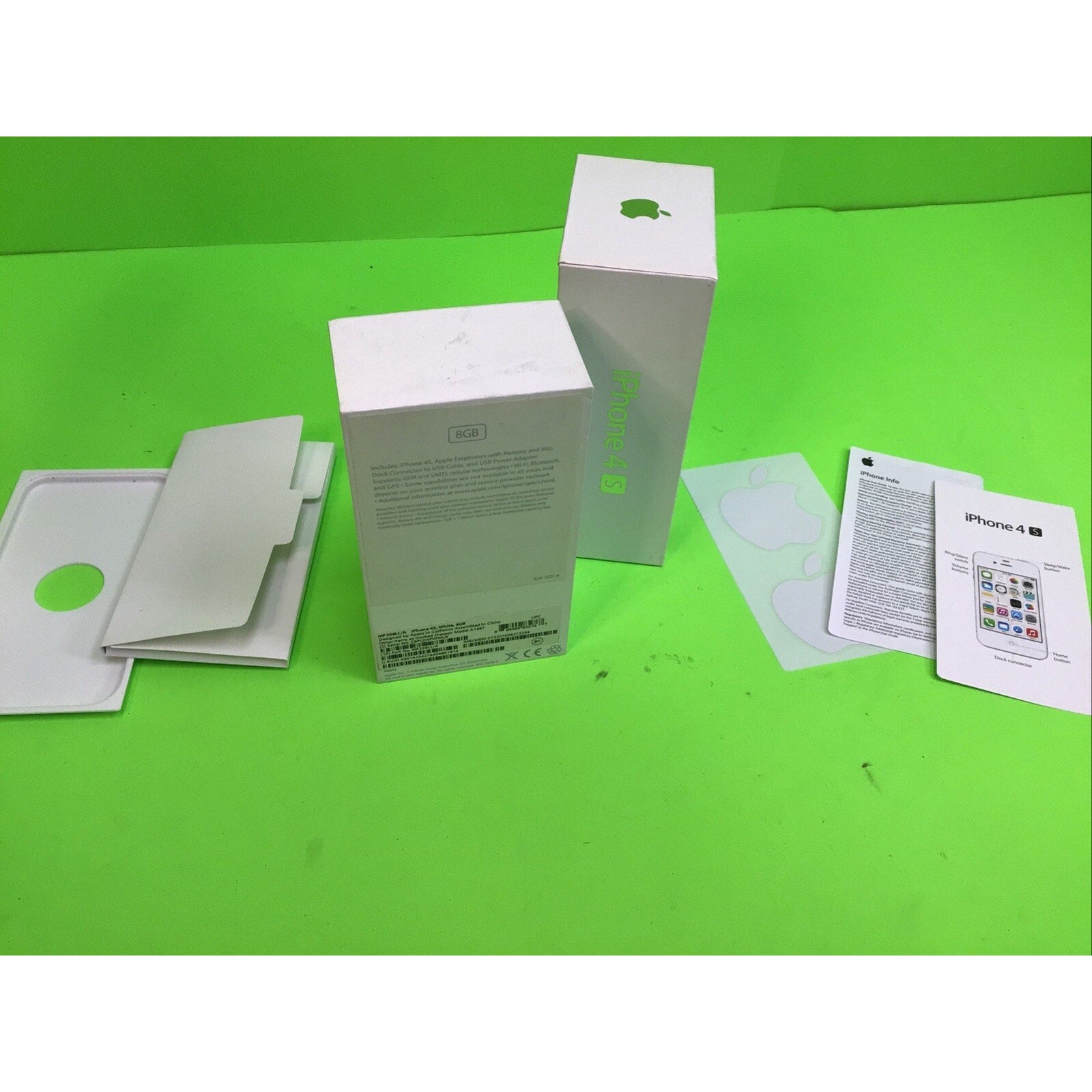 Apple iPhone 4S 8GB White Empty Box Only with Stickers and Insert