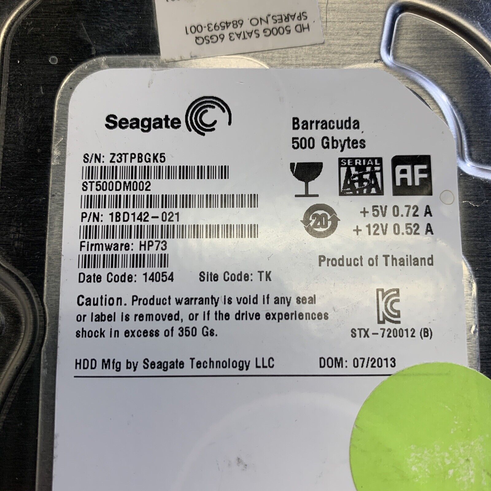 Seagate ST500DM002 1BD142-021 FW:HP73 TK 500gb 3.5" Sata HDD