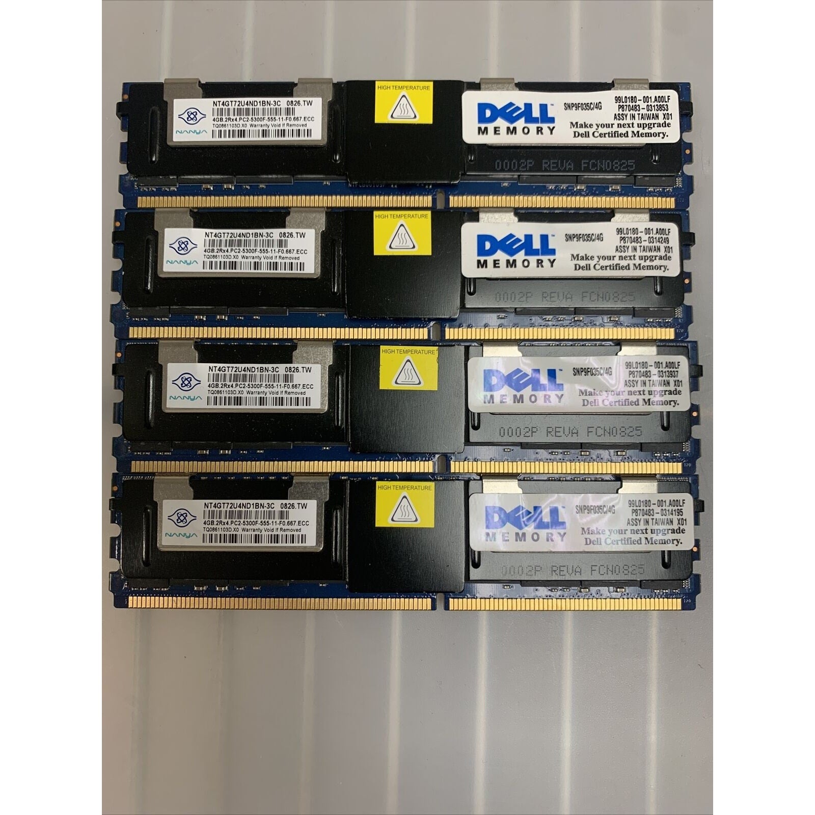 LOT Of 4x DELL Original 4GB ECC Server Memory RAM PowerEdge 1950 SNP9F035C/4G