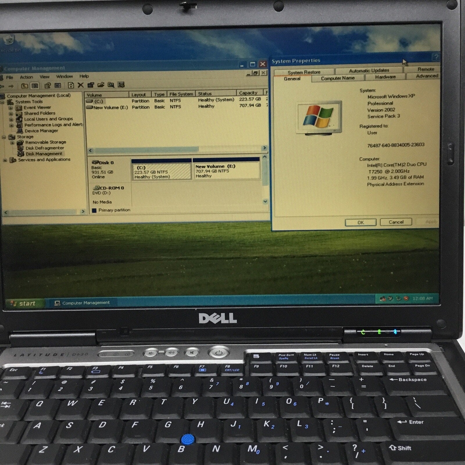 Dell Latitude D630 14" Laptop Intel Core 2 Duo 3.5GB RAM 1TB WinXP *READ*