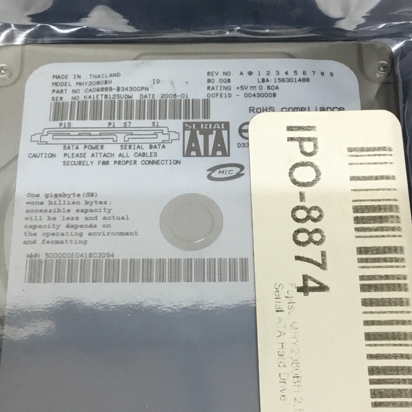 Fujitsu 80GB Internal 5400RPM 2.5" (MHY2080BH)