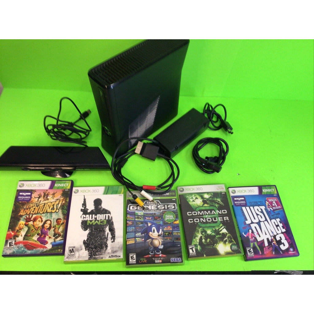 Microsoft Xbox 360 S 2GB Console Bundle With Kinect 2 Controllers 5 Games