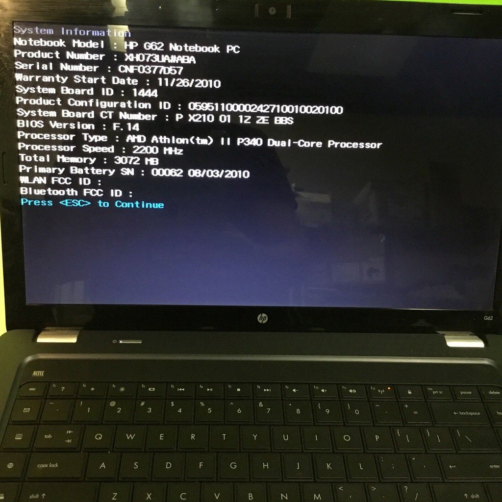 Lot of 2x HP G62 Laptops FOR PARTS