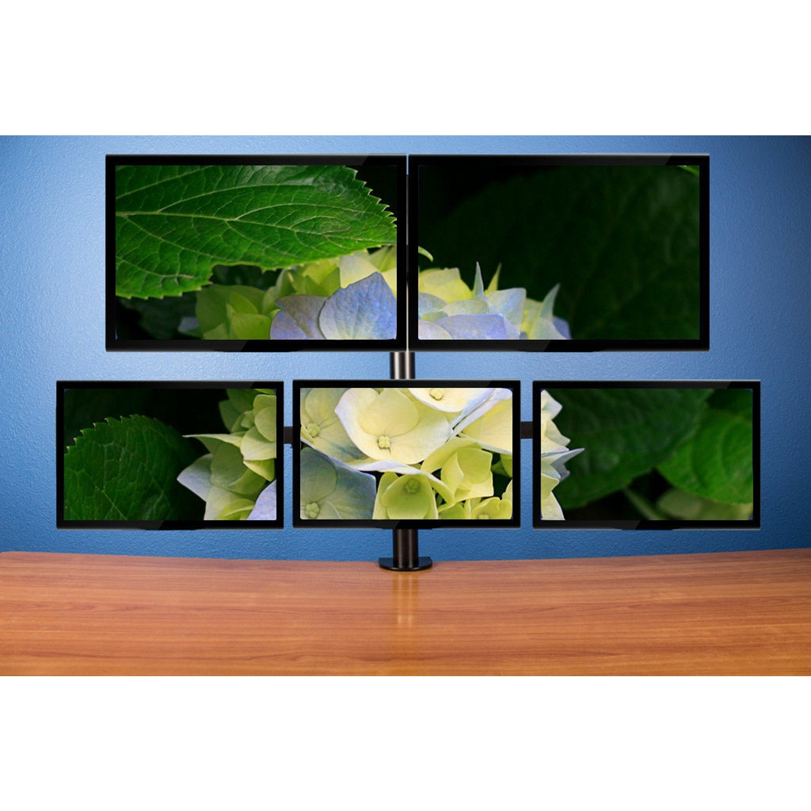 5-Monitor Adjustable Desk Clamp Mount - Holds 5x LCD Screens up to 24 Inches