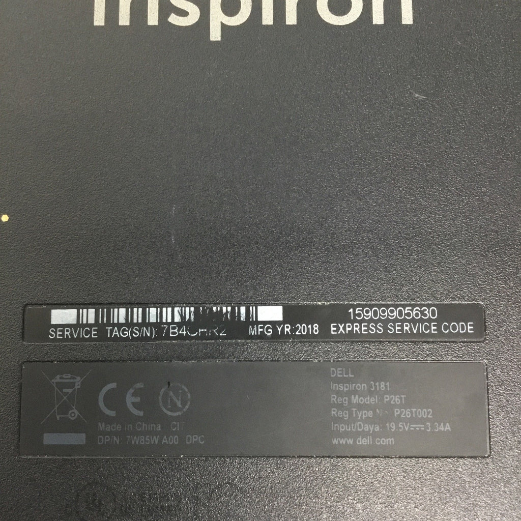 Dell Chromebook Laptop Inspiron 3181 Model P26T