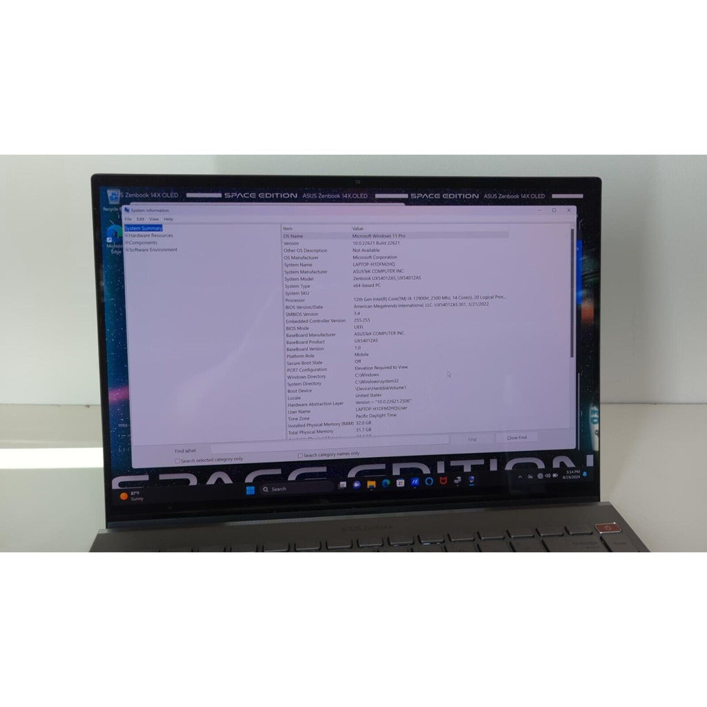 Asus Zenbook 14X OLED Space Edition i9-12900H 32GB RAM 1TB SSD - UX5401ZAS-XS99T
