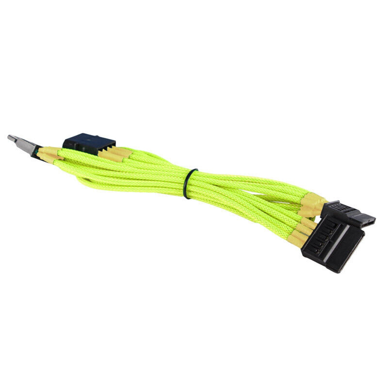 4-Pin LP4 Power to 3x SATA Power PC Adapter - Braided - Yellow