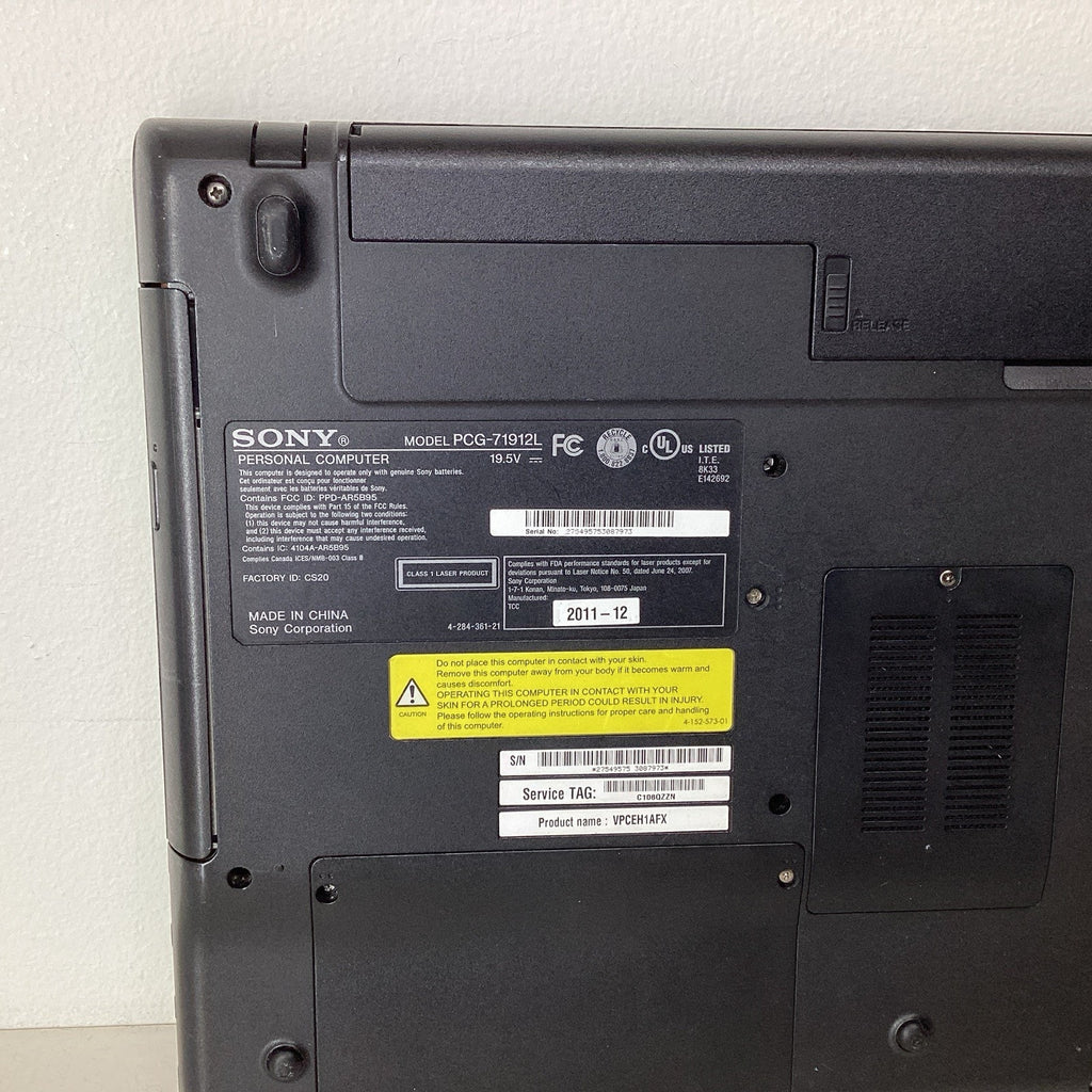Sony VAIO PCG- 71912L 15.6" Laptop Intel Pentium 4GB RAM 500GB HDD - For Parts