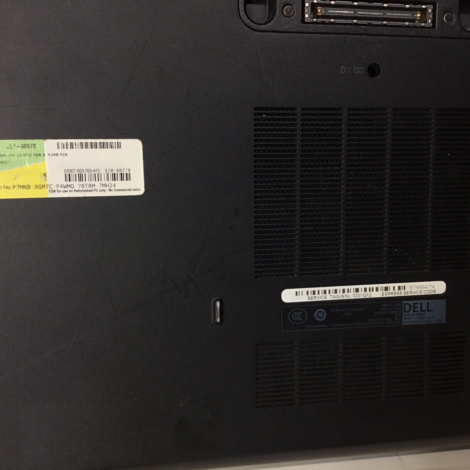 Dell Latitude E6540, 15" 8GB RAM No HDD - For Parts