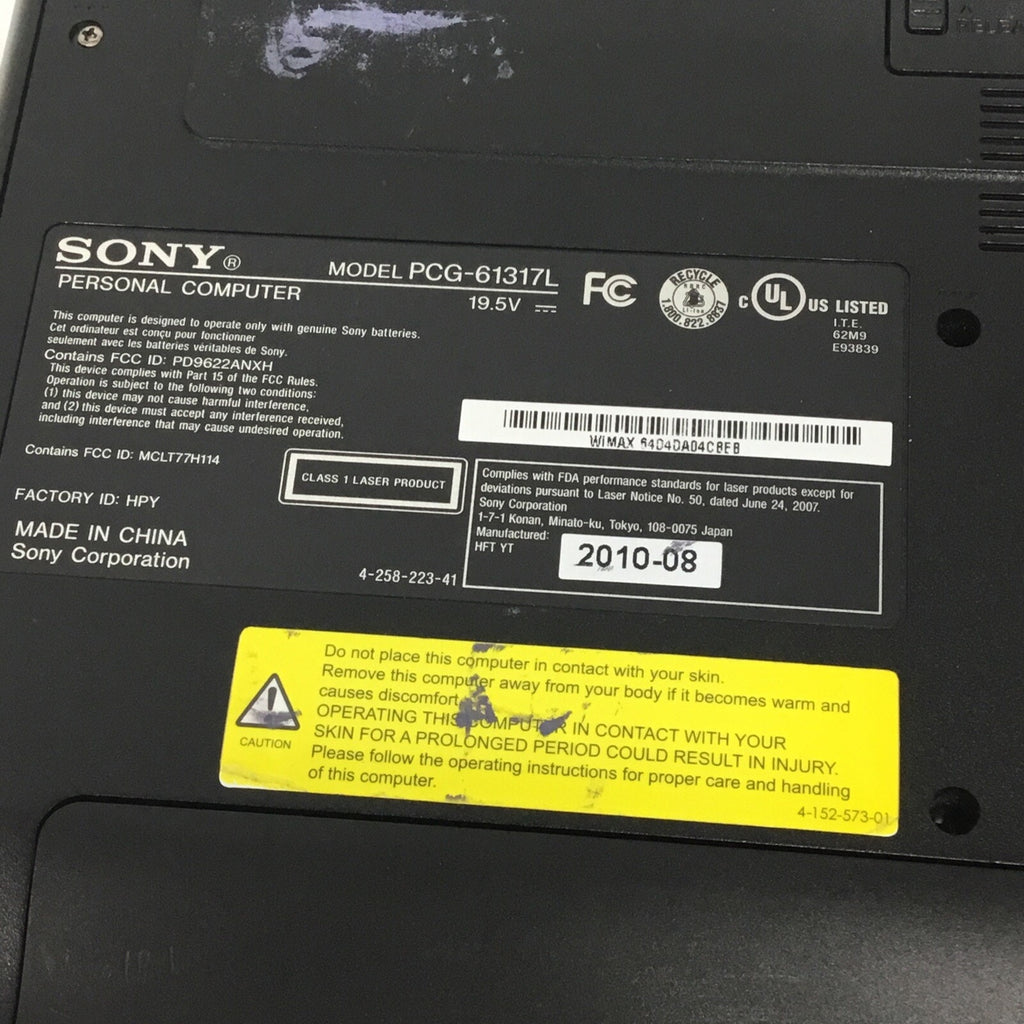 SONY VAIO MODEL PCG-61317L FOR PARTS