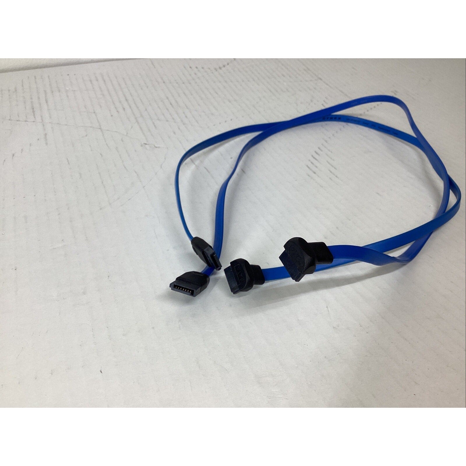 Lot of 2 Blue 26" SATA SSD HDD Hard Drive Straight to Angle Cable