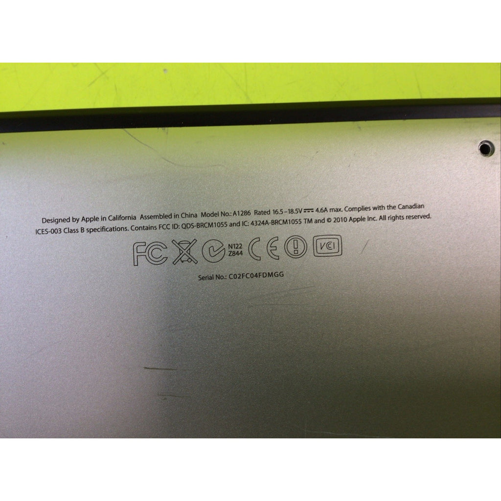 Apple MacBook Pro Early 2011 Core i7 2.3GHz 4GB RAM NO HDD FOR PARTS or REPAIR