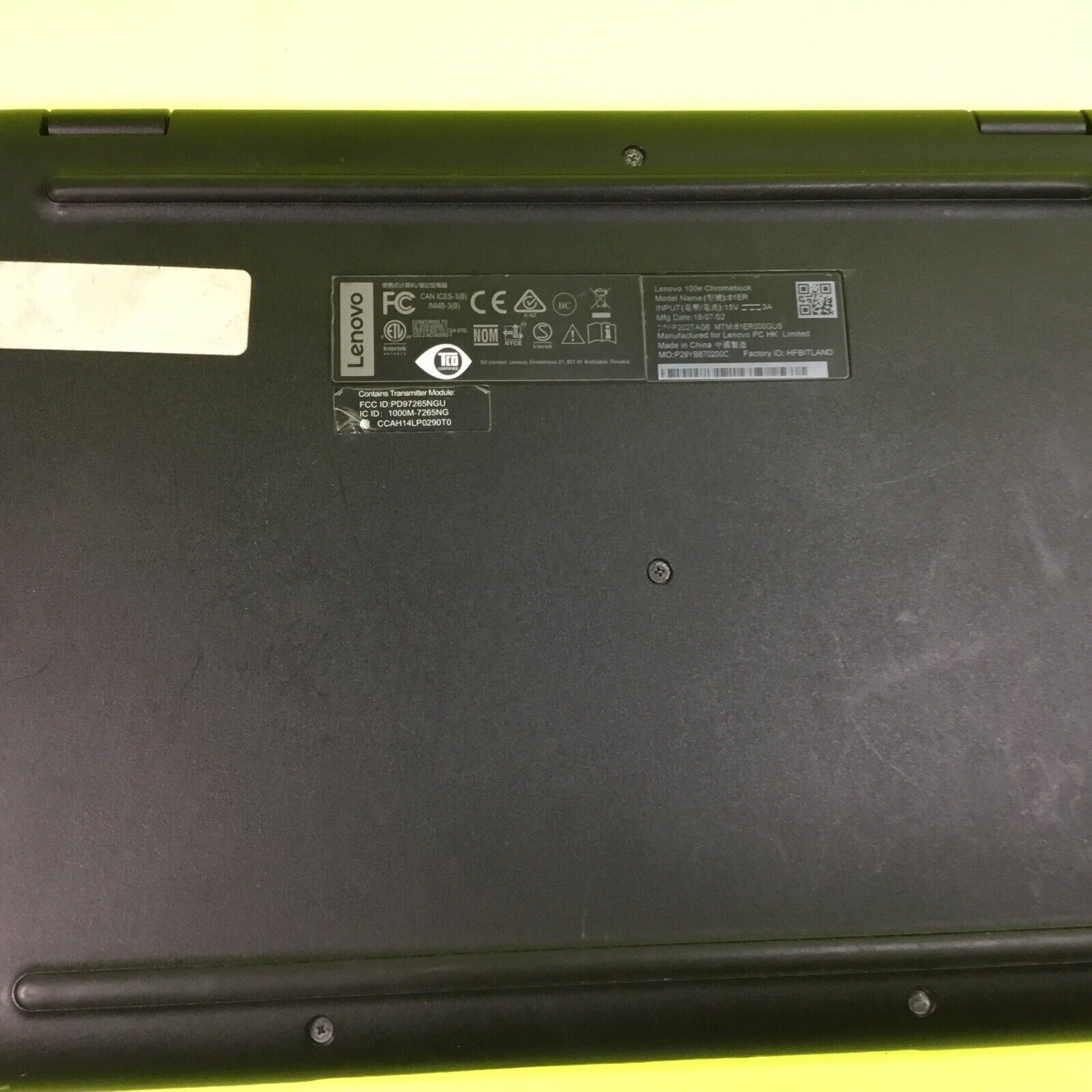 Lenovo 100e 3rd Gen 32GB EMMC Intel Celeron N4500 FOR PARTS or REPAIR