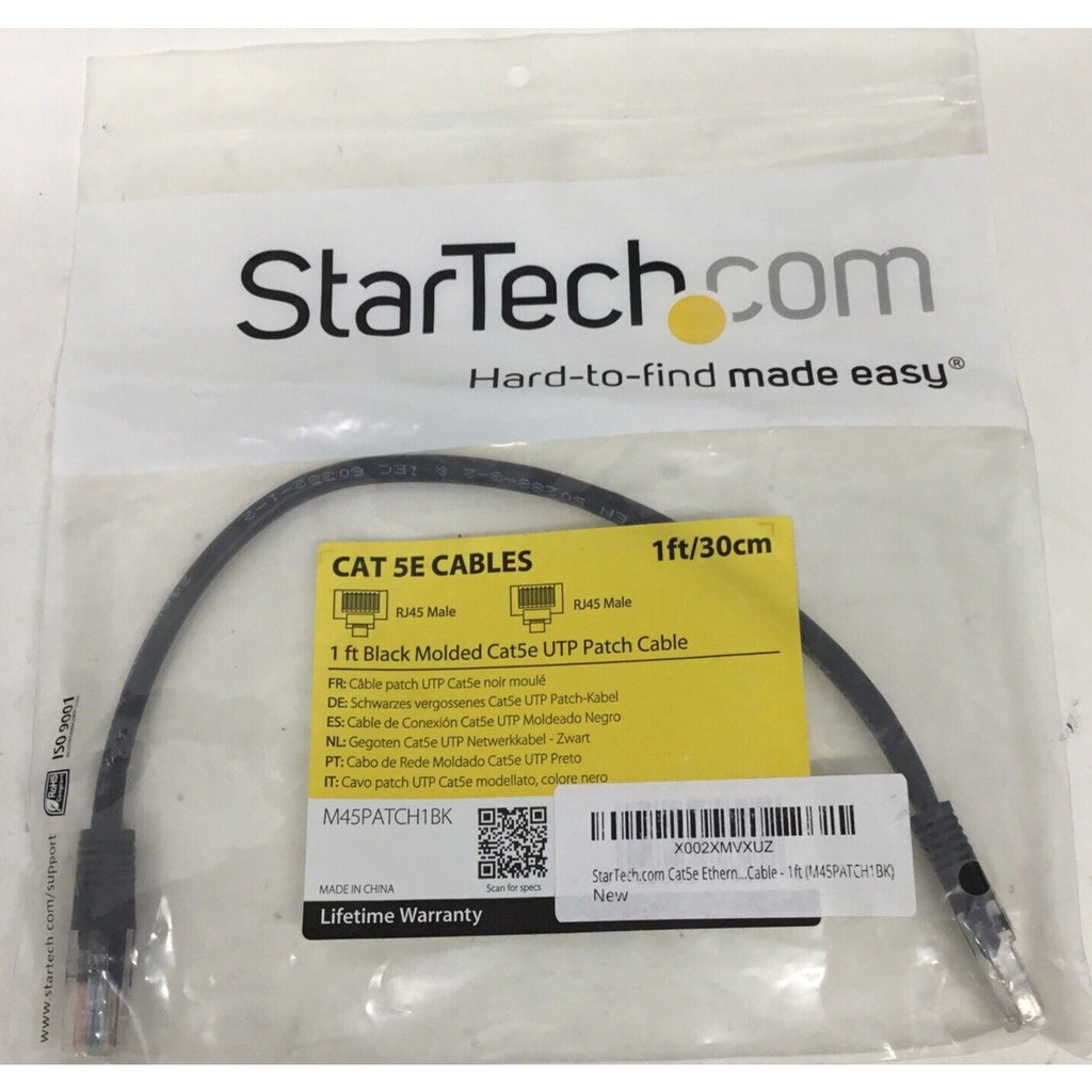 StarTech Cat5e 1ft / 30cm Ethernet Cable M45PATCH1BK