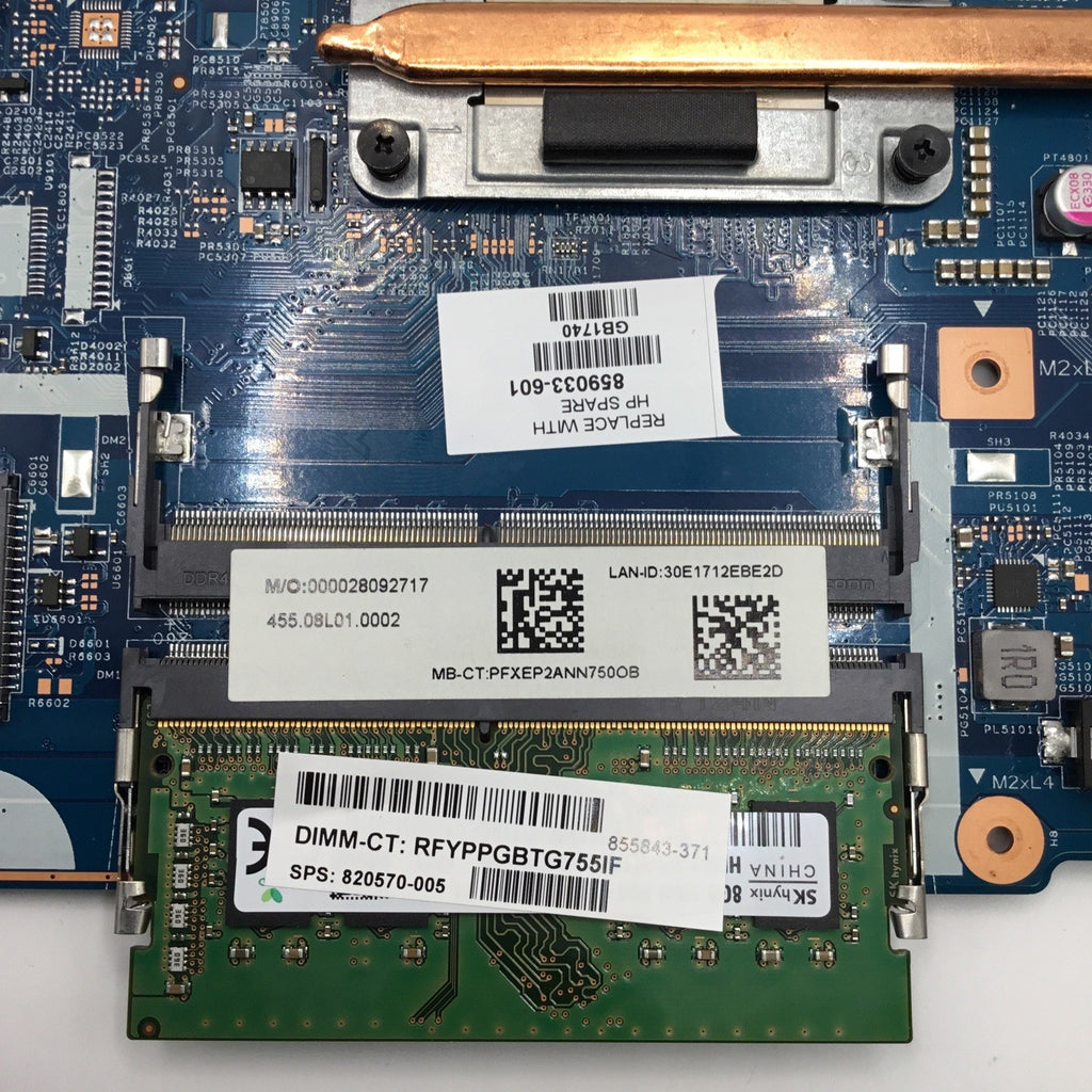 HP 17-X116dx Genuine Laptop Motherboard w/ Intel i5-7200U 2.5Ghz CPU + 8GB RAM