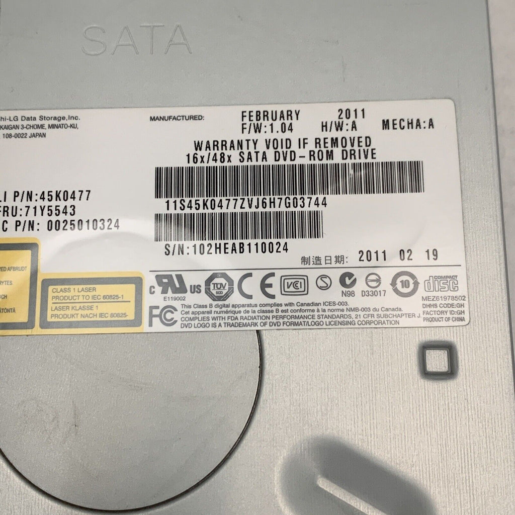 Hitachi-LG DVD-ROM Drive Model DH40N Dell Desktop SATA Lenovo P/N: 45K0477