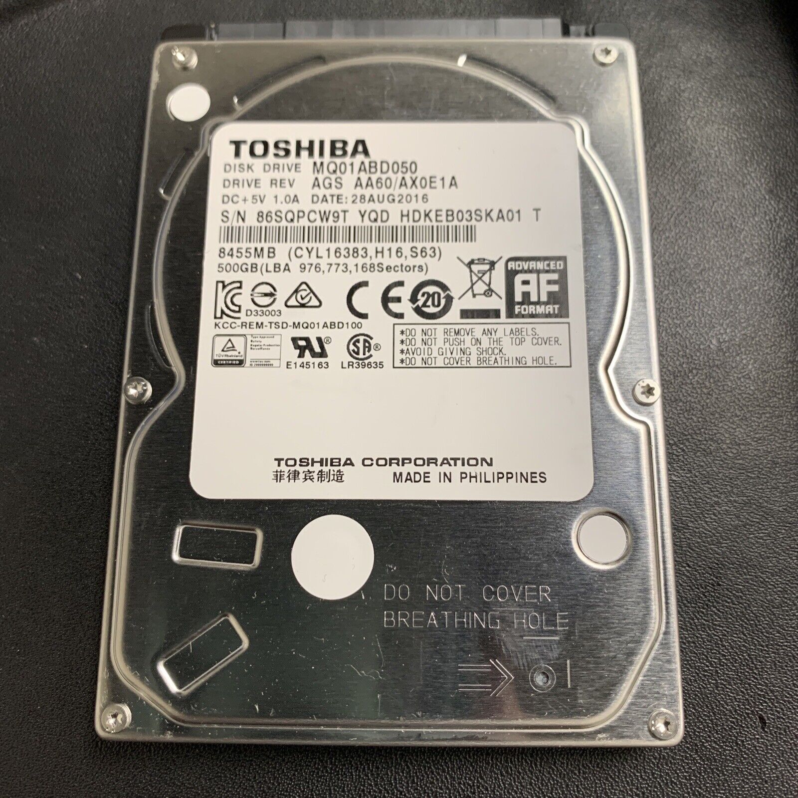 Toshiba 500GB 5400RPM 8MB Cache 9.5mm SATA 3.0Gb/s 2.5" Notebook Hard Drive