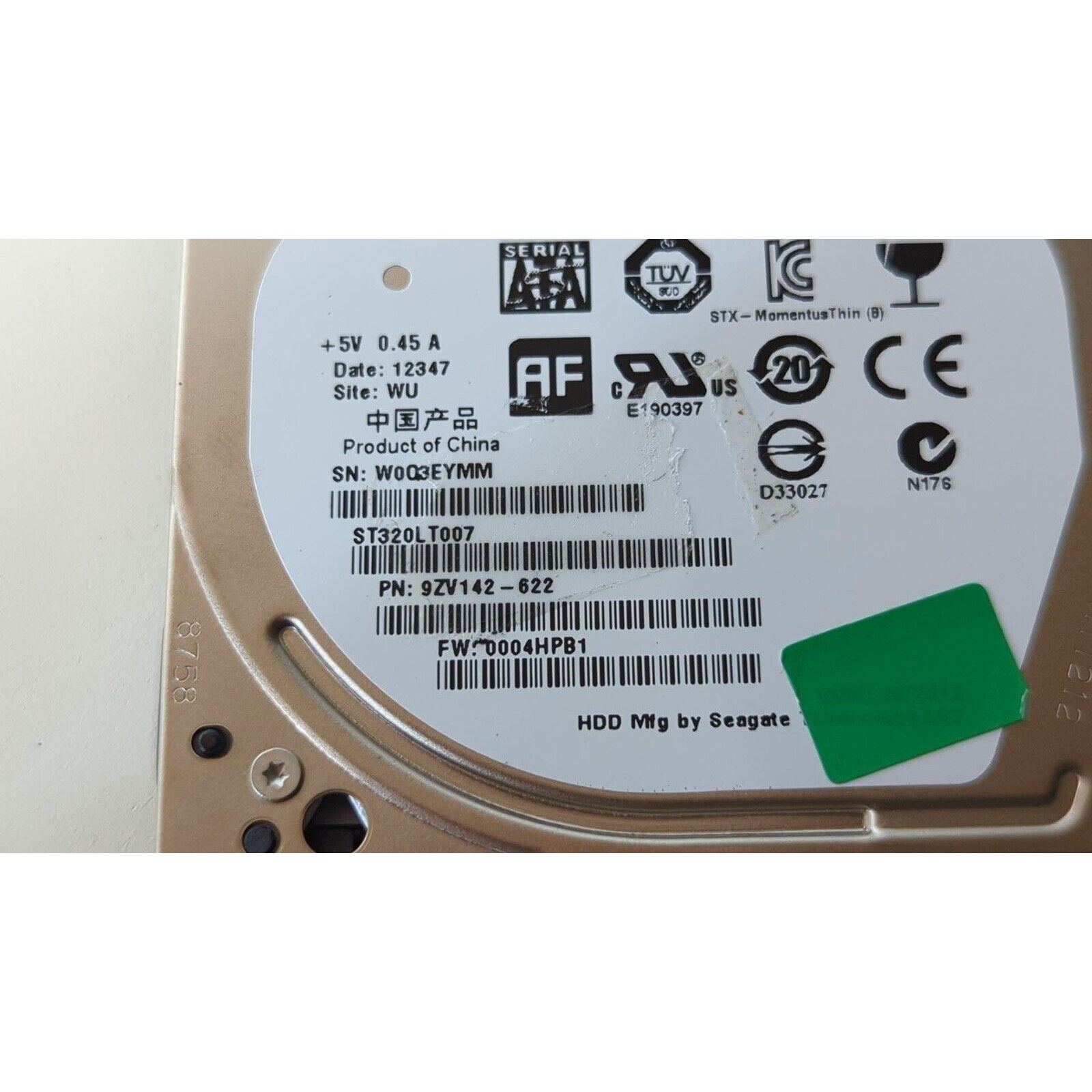 FOR PARTS - Seagate Momentus Thin 320GB Internal 7200RPM 2.5" (ST320LT007) HDD