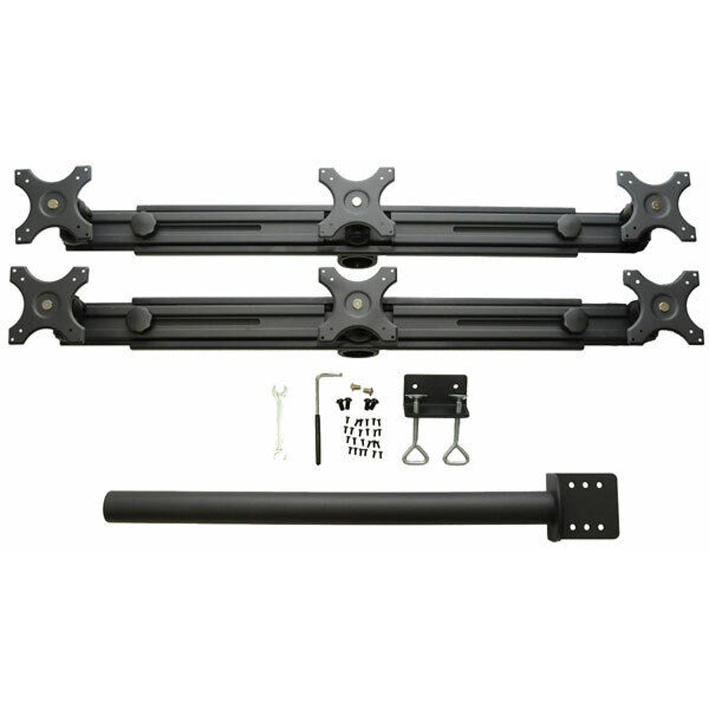 6-Monitor LCD Monitor Stand - C-Clamp - Holds Up to 6x 24" Displays - Hex Mount