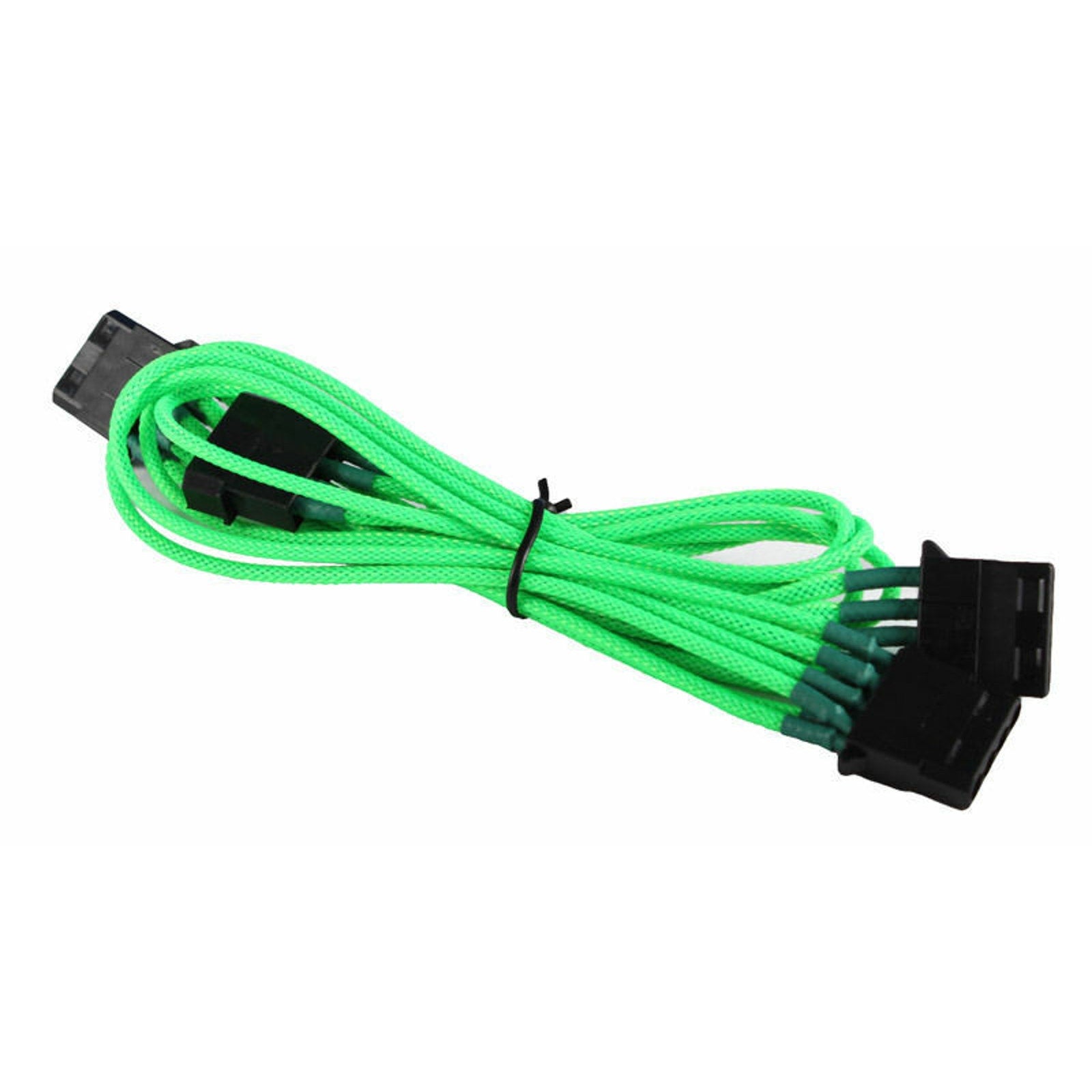 4-pin LP4 to 3x 4-pin LP4 PC Power Splitter - Premium Braided - Green