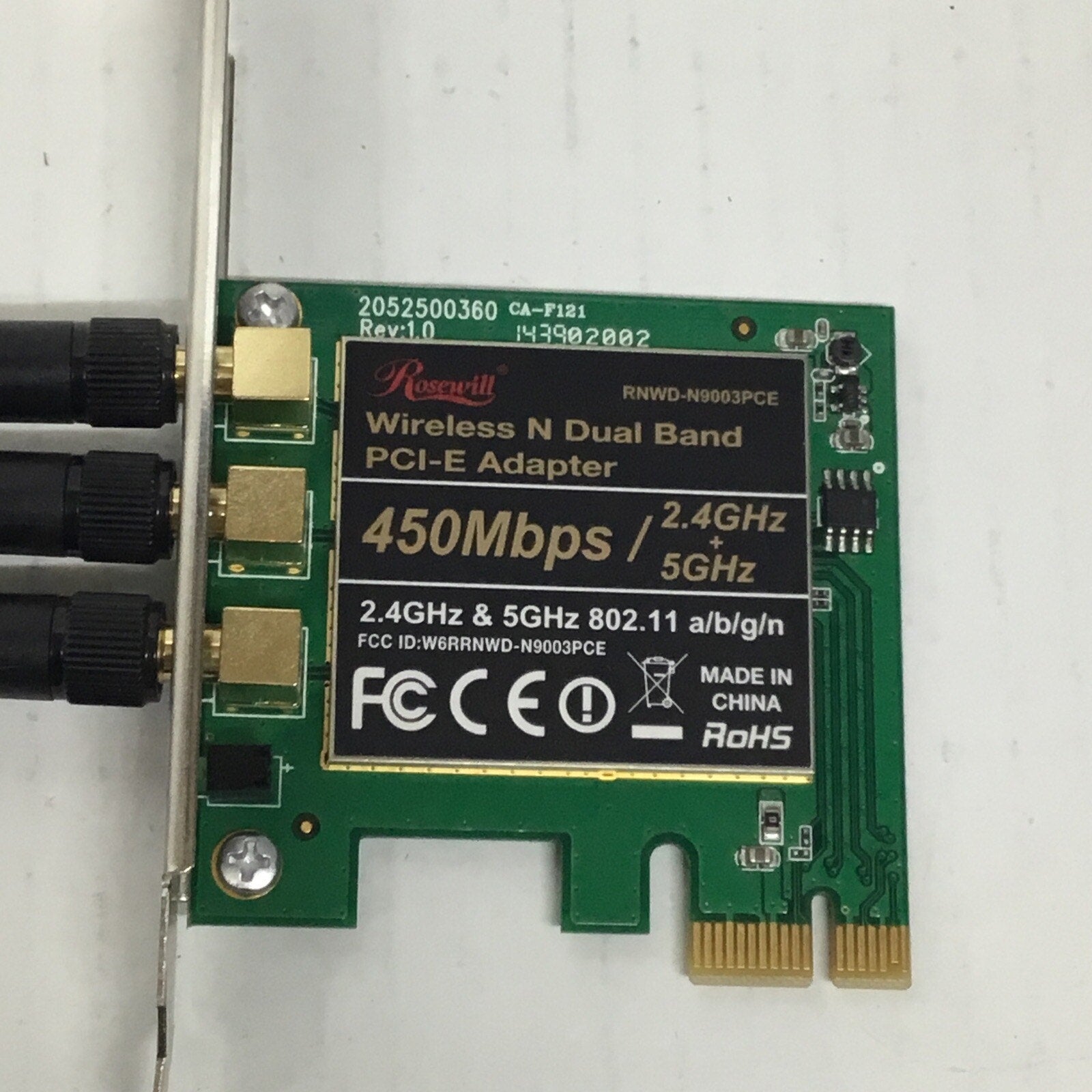 Rosewill RNWD-N9003PCE 450Mbps Wireless N Dual Band PCIe Adapter w/ 3 Antennas
