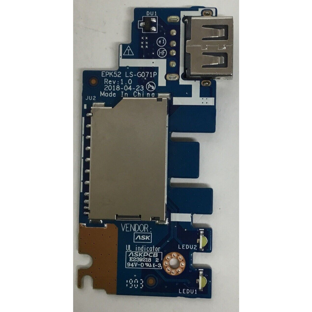 GENUINE HP LAPTOP USB/SD BOARD LS-G071P L20448-001