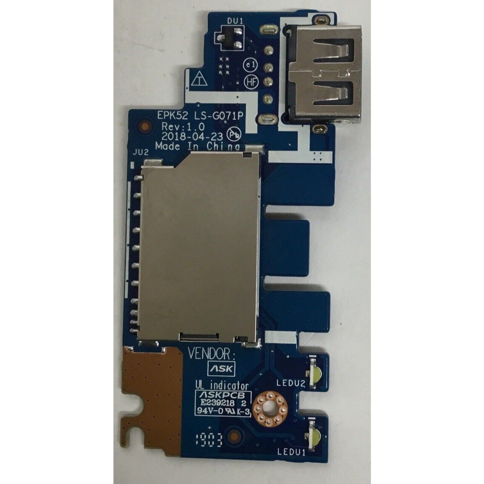 GENUINE HP LAPTOP USB/SD BOARD LS-G071P L20448-001