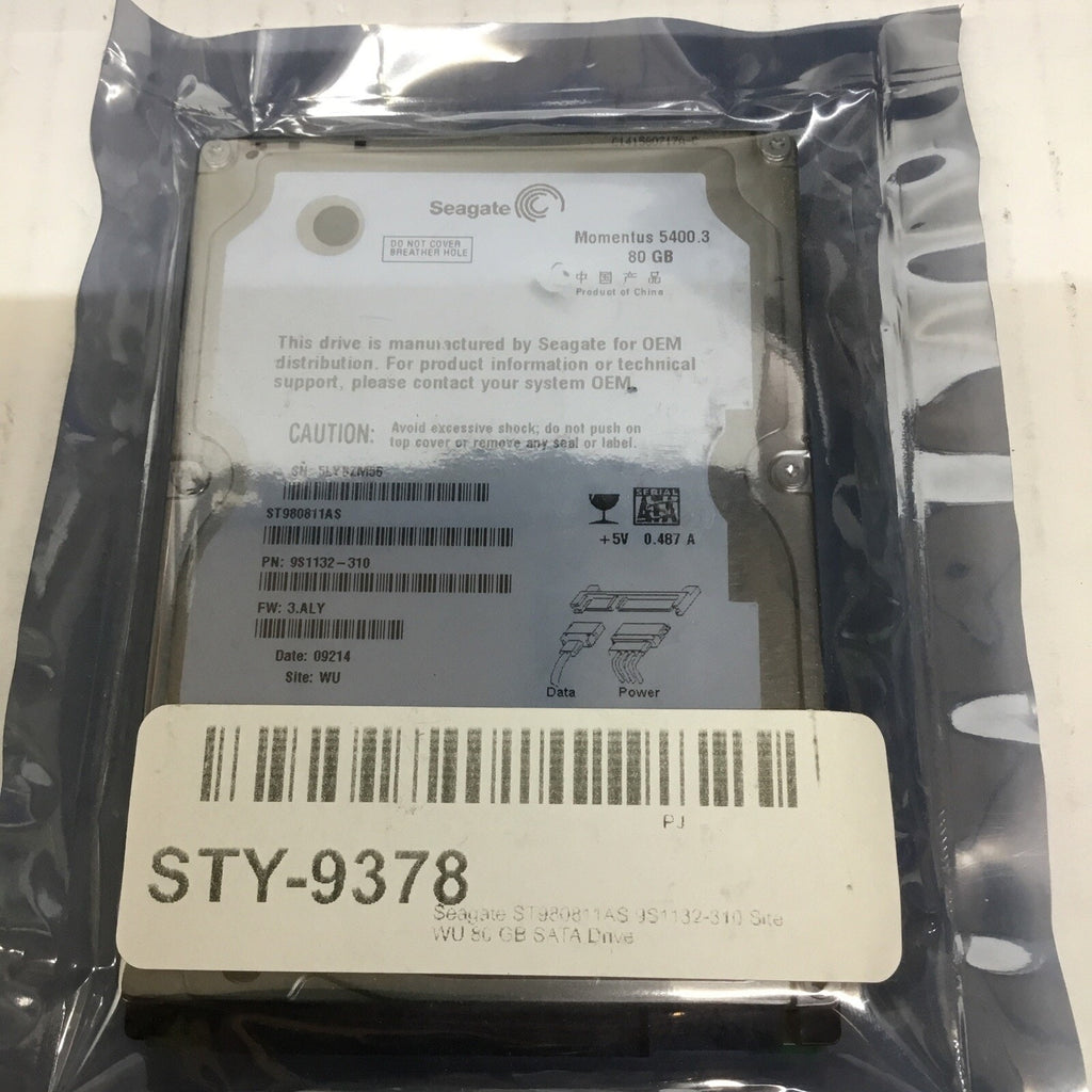 Seagate 80GB Laptop Internal Hard Drive 2.5" SATA 5400RPM HDD ST980811AS