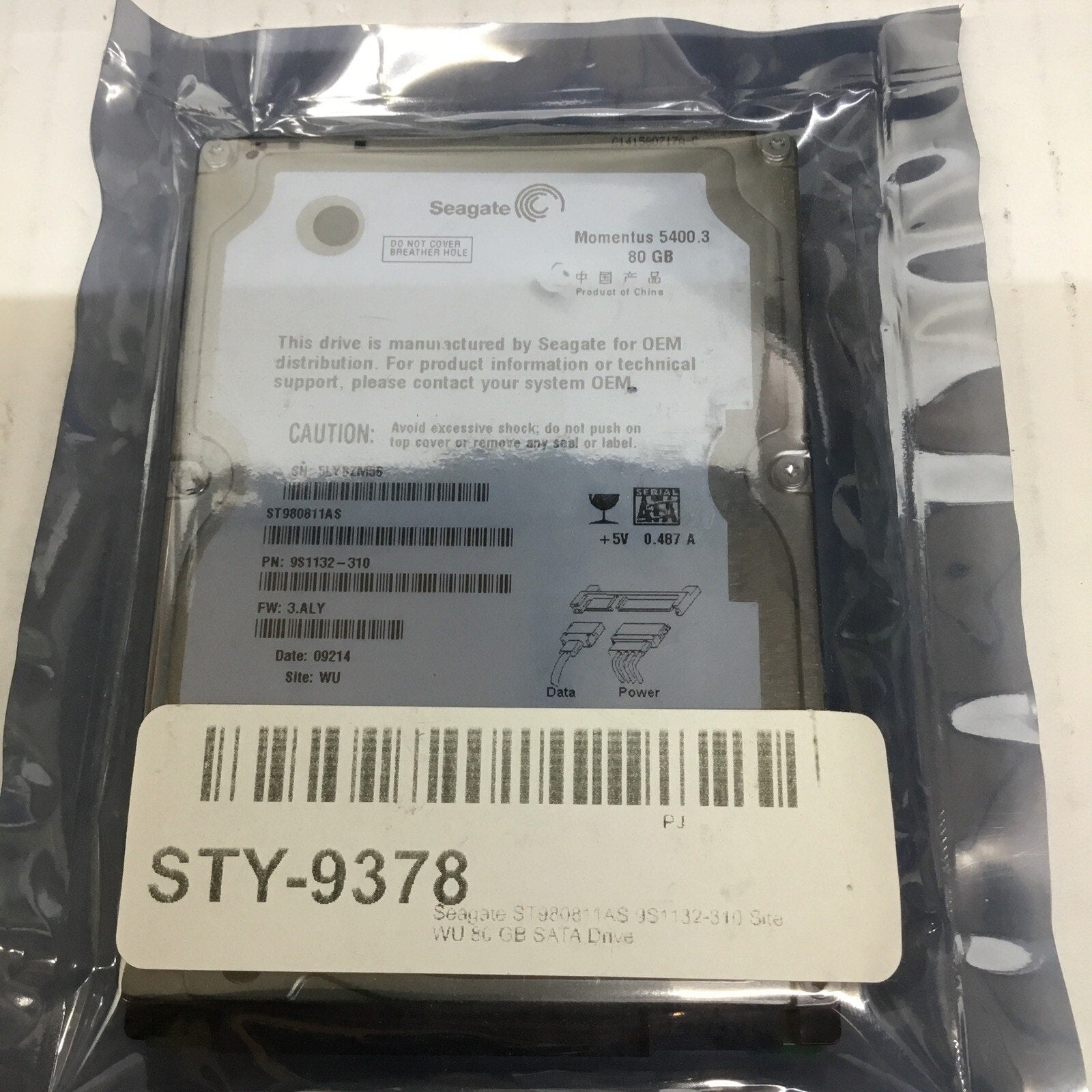 Seagate 80GB Laptop Internal Hard Drive 2.5" SATA 5400RPM HDD ST980811AS