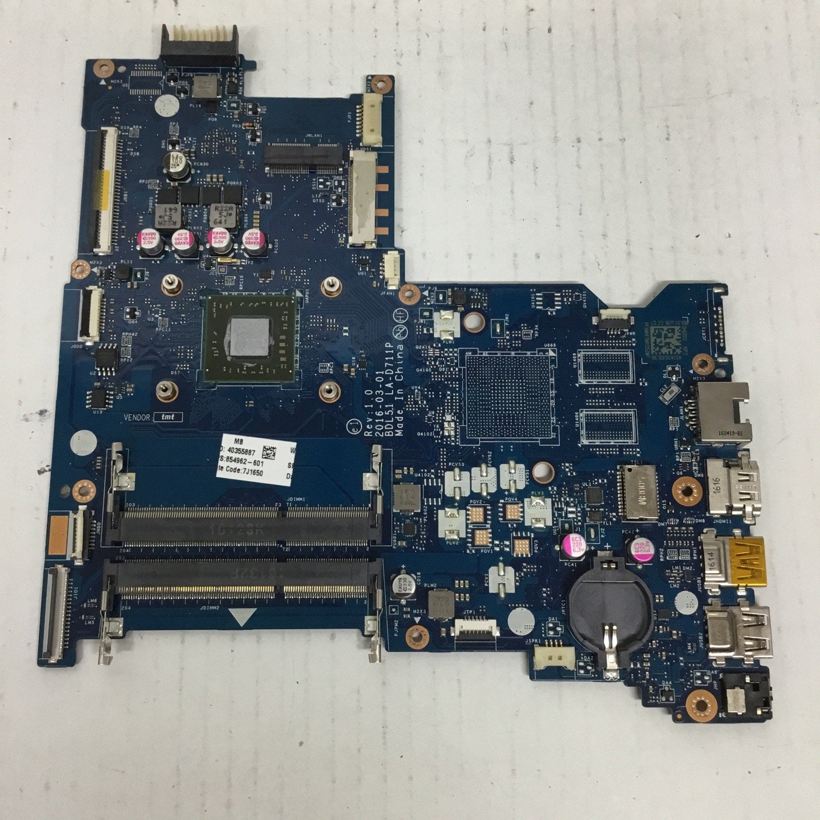 FOR PARTS HP 15-ba030nr 15-ba Series Motherboard w/AMD A8-7410 CPU 854962-601