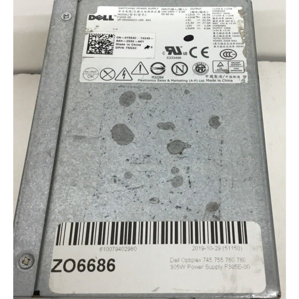 Dell 305W Power Supply F305E-00 0T553C T553C