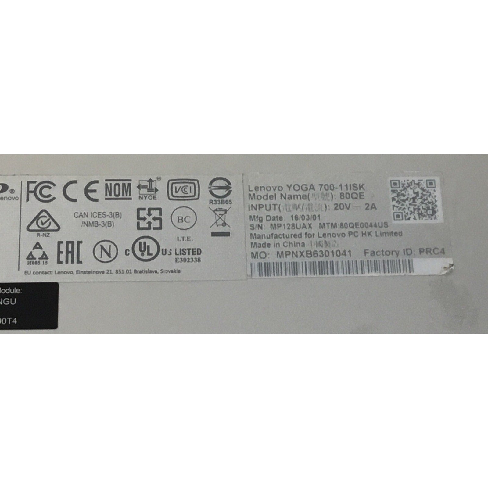 Lenovo Yoga 700-11ISK 11.6" Bottom Case Base Cover AP19O000340