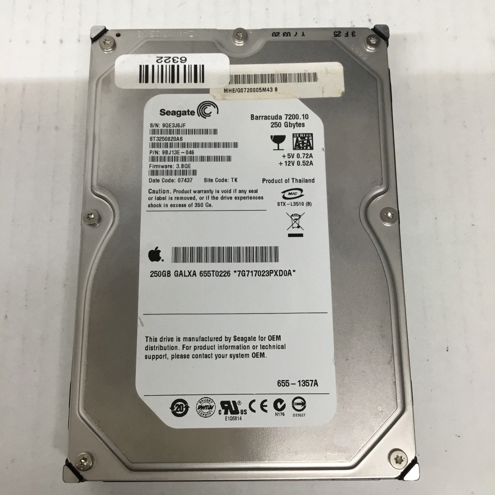 Seagate ST3250820AS 9BJ13E-046 250gb 3.5" Sata JUN-2007