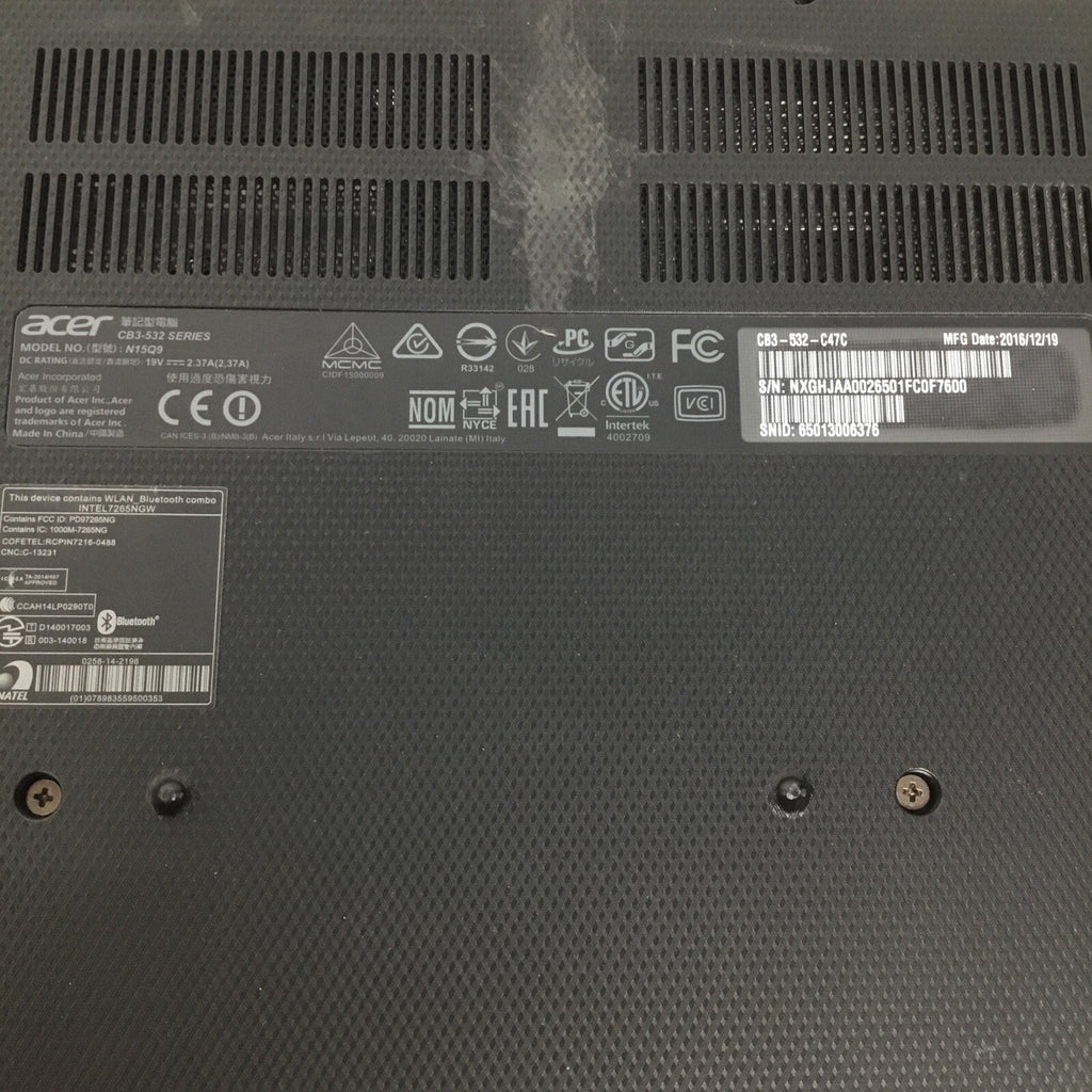 Acer n15q9 Intel Celeron N3060 16GB eMMC Chromebook Laptop READ DESC