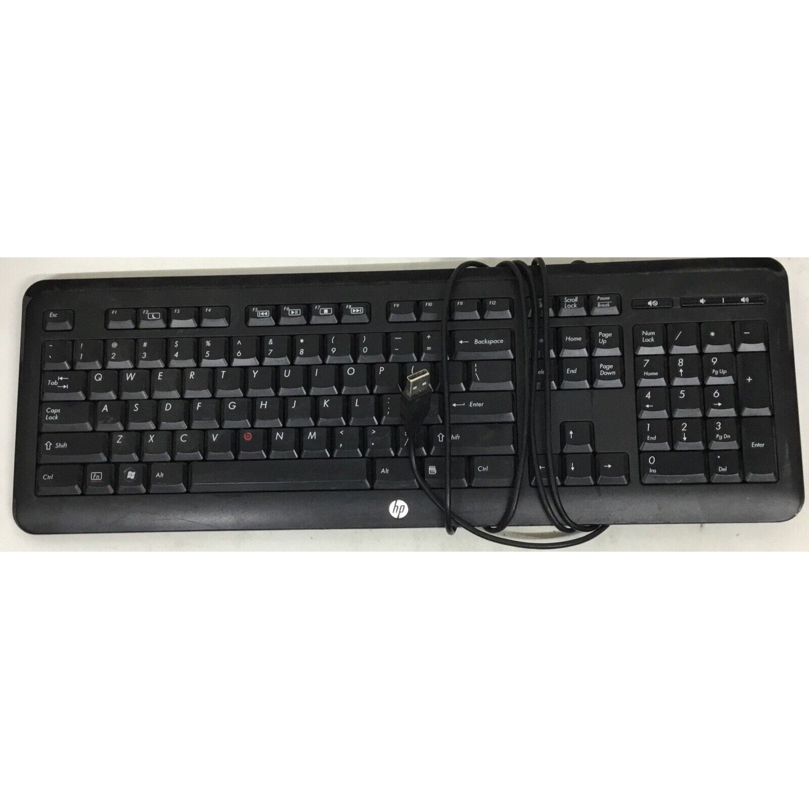 HP KU-1060 Wired USB Keyboard 104 Chiclet Volume Buttons Function Key (READ)